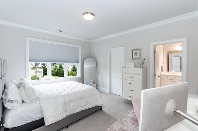 4104 Green Chase Way, Apex, NC 27539 - bedroom with ornamental molding, light carpet, and ensuite bathroom