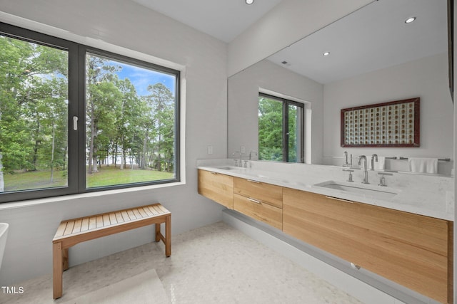 4725 Creeks Junction Rd, Blounts Creek, NC 27814 - bathroom with double vanity and recessed lighting