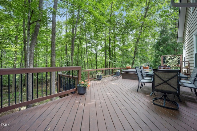 105 Gorge Ct, Cary, NC 27518 - wooden deck with outdoor dining space
