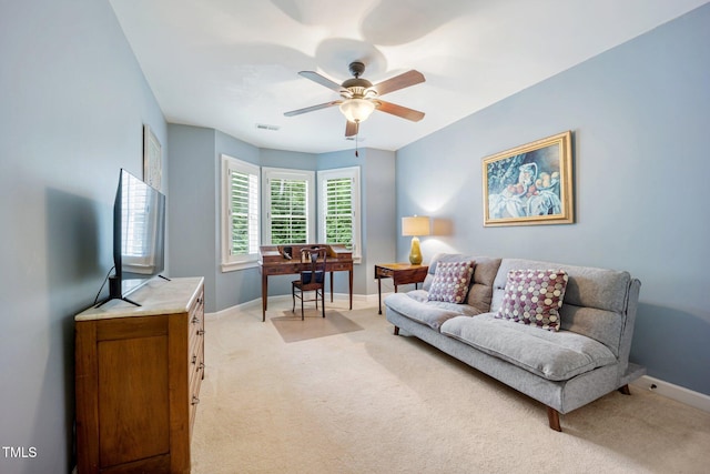 105 Gorge Ct, Cary, NC 27518 - living area with light carpet and a ceiling fan