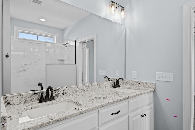 2237 Heartland Rd, Battleboro, NC 27809 - bathroom with double vanity and tiled shower