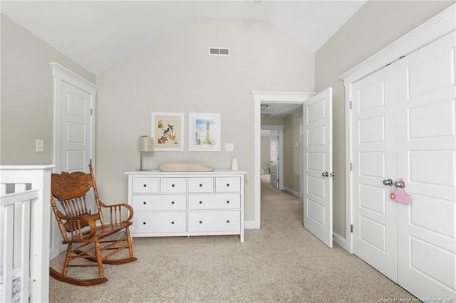 951 Whispering Pines Dr, Spring Lake, NC 28390 - sitting room featuring lofted ceiling and light colored carpet