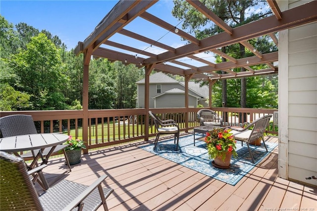 951 Whispering Pines Dr, Spring Lake, NC 28390 - deck with a pergola and an outdoor living space