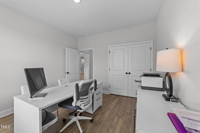 1319 Richfield Oaks Dr, Fuquay Varina, NC 27526 - office area featuring dark wood-style floors