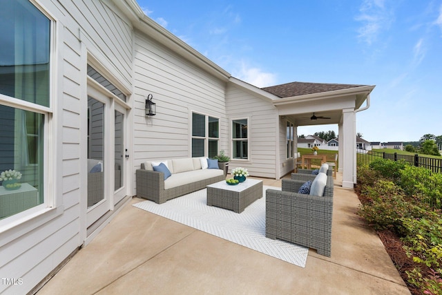 1319 Richfield Oaks Dr, Fuquay Varina, NC 27526 - view of patio featuring an outdoor living space and ceiling fan