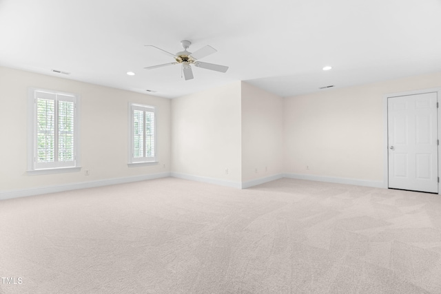 619 Baybush Dr, Raleigh, NC 27615 - empty room featuring recessed lighting, light carpet, and a ceiling fan