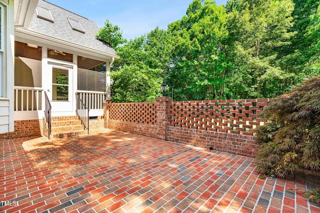 619 Baybush Dr, Raleigh, NC 27615 - view of patio with a sunroom