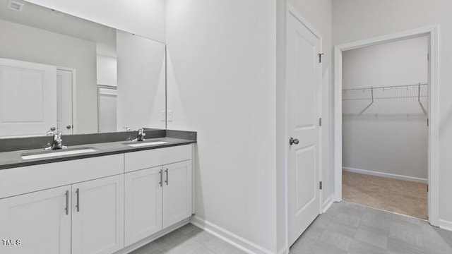 190 Babbling Creek Dr, Youngsville, NC 27596 - bathroom featuring double vanity, baseboards, and a spacious closet