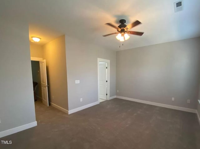 18 Danbury Ct, Pittsboro, NC 27312 - empty room with ceiling fan, dark colored carpet, and baseboards