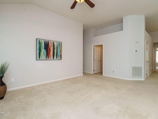 101 Lake Tillery Dr, Cary, NC 27519 - unfurnished room featuring light colored carpet, a ceiling fan, and lofted ceiling