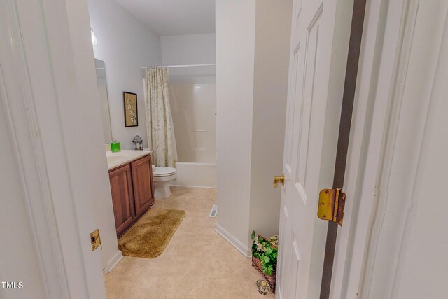 734 Crystal Forest Dr, Semora, NC 27343 - bathroom featuring vanity, shower / bath combination with curtain, and tile patterned flooring