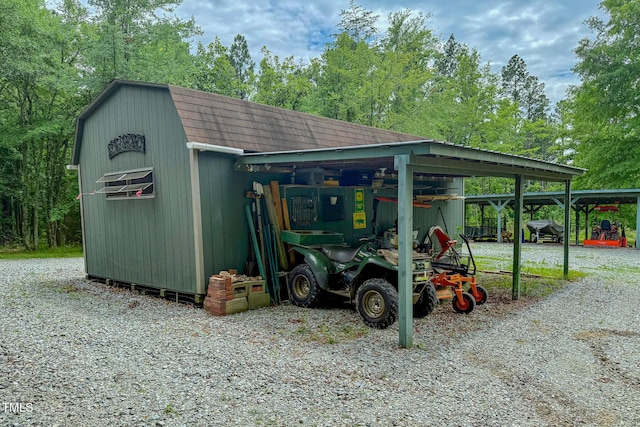 734 Crystal Forest Dr, Semora, NC 27343 - view of outdoor structure with view of wooded area and driveway