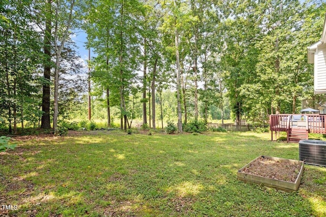 1990 Ferbow St, Creedmoor, NC 27522 - view of yard with a wooden deck and a vegetable garden