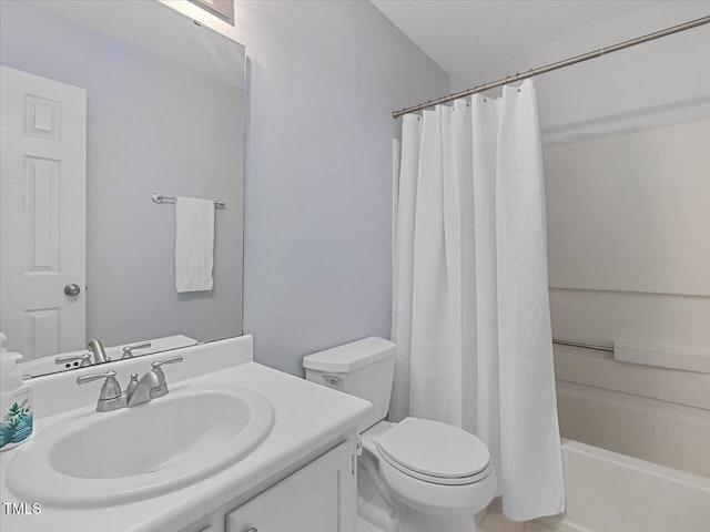 221 Antique Lace Way, Holly Springs, NC 27540 - full bathroom featuring vanity, a textured ceiling, and shower / bathtub combination with curtain