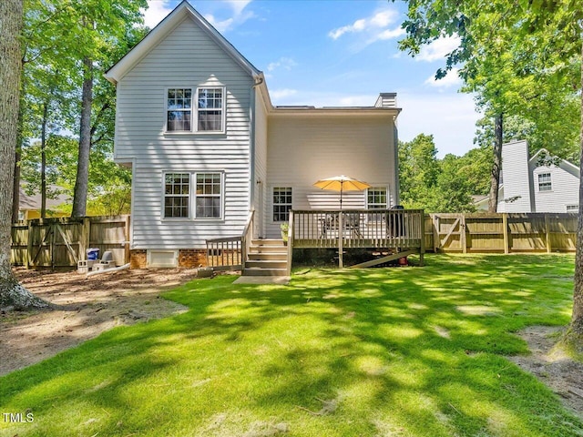 221 Antique Lace Way, Holly Springs, NC 27540 - back of house featuring a deck, a gate, and a fenced backyard