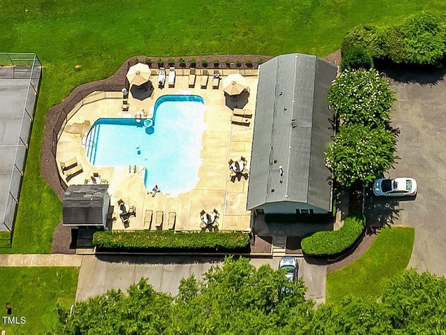 221 Antique Lace Way, Holly Springs, NC 27540 - drone / aerial view of a pool area
