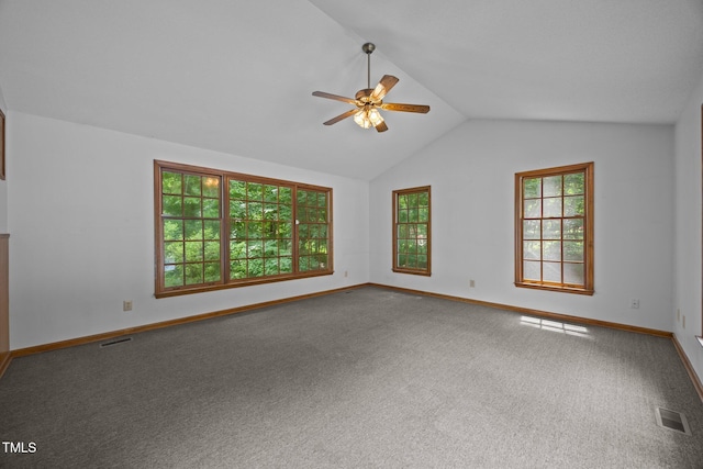 2382 Council Rd, Graham, NC 27253 - spare room with ceiling fan, carpet floors, and lofted ceiling