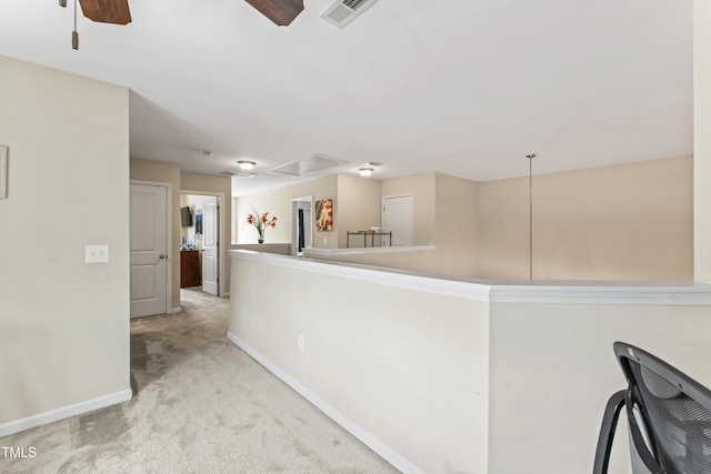 100 Beaconwood Ln, Holly Springs, NC 27540 - hall featuring light carpet and attic access