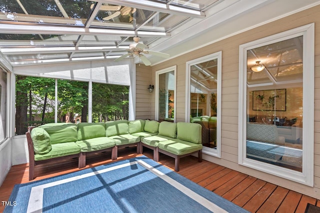3 White Ash Dr, Durham, NC 27712 - sunroom / solarium featuring an outdoor hangout area and ceiling fan