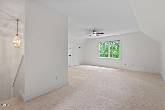 3 White Ash Dr, Durham, NC 27712 - bonus room with lofted ceiling, carpet flooring, and ceiling fan
