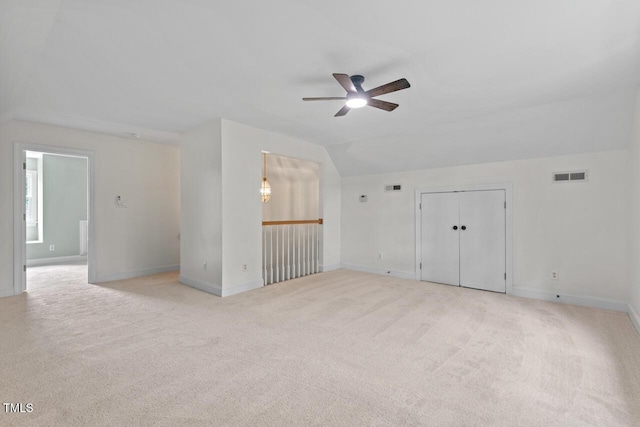 3 White Ash Dr, Durham, NC 27712 - bonus room with a ceiling fan, light carpet, and vaulted ceiling
