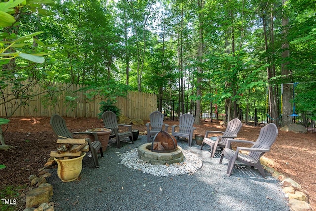 3 White Ash Dr, Durham, NC 27712 - view of patio / terrace with a fire pit