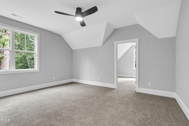 5504 Earle Rd, Raleigh, NC 27606 - bonus room featuring carpet floors, a ceiling fan, and lofted ceiling