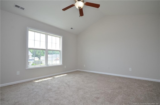 479 Broad Dr, Raeford, NC 28376 - carpeted empty room featuring lofted ceiling, ceiling fan, and baseboards
