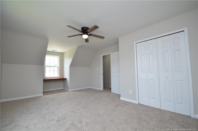 479 Broad Dr, Raeford, NC 28376 - additional living space with ceiling fan, carpet floors, baseboards, and lofted ceiling