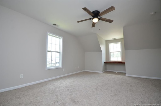 479 Broad Dr, Raeford, NC 28376 - bonus room with baseboards, carpet flooring, lofted ceiling, and ceiling fan