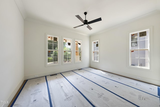 1225 Dixie Trl, Raleigh, NC 27607 - empty room featuring crown molding and ceiling fan