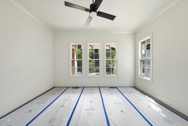 1225 Dixie Trl, Raleigh, NC 27607 - empty room with crown molding and ceiling fan