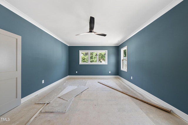 1225 Dixie Trl, Raleigh, NC 27607 - unfurnished room featuring crown molding and a ceiling fan