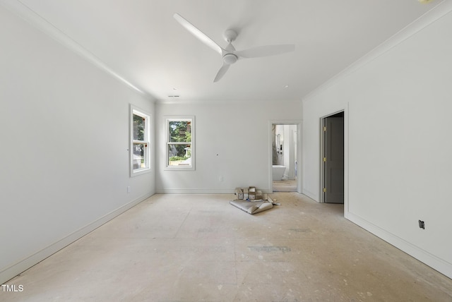 1225 Dixie Trl, Raleigh, NC 27607 - empty room with ceiling fan and crown molding