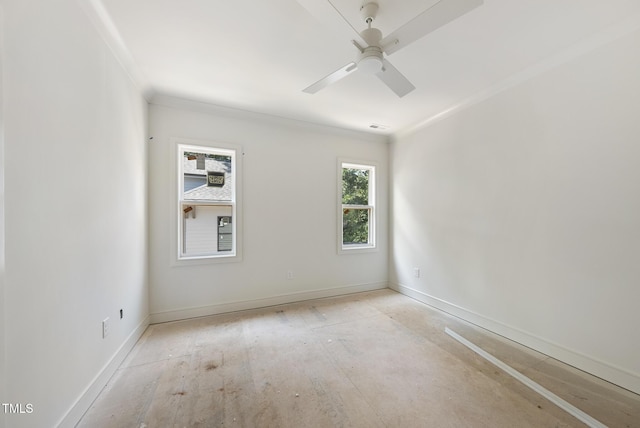 1225 Dixie Trl, Raleigh, NC 27607 - unfurnished room with crown molding and a ceiling fan