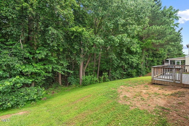 1406 Pebble Creek Xing, Durham, NC 27713 - view of grassy yard featuring a wooden deck