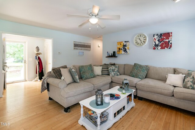 1008 Catsby Cir, Raleigh, NC 27603 - living area with hardwood / wood-style flooring and a ceiling fan