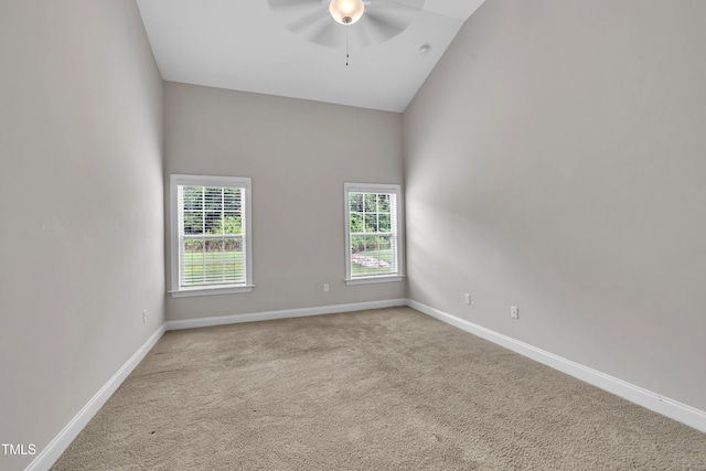656 Barneswyck Dr, Fuquay Varina, NC 27526 - empty room with ceiling fan, carpet flooring, and high vaulted ceiling