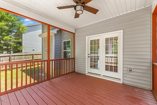 509 Holden Forest Dr, Youngsville, NC 27596 - deck featuring a ceiling fan