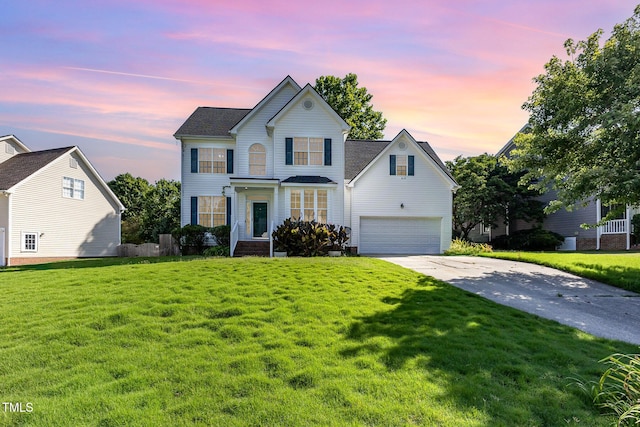 1613 Patterson Grove Rd, Apex, NC 27502 - traditional-style home with driveway, a yard, and a garage
