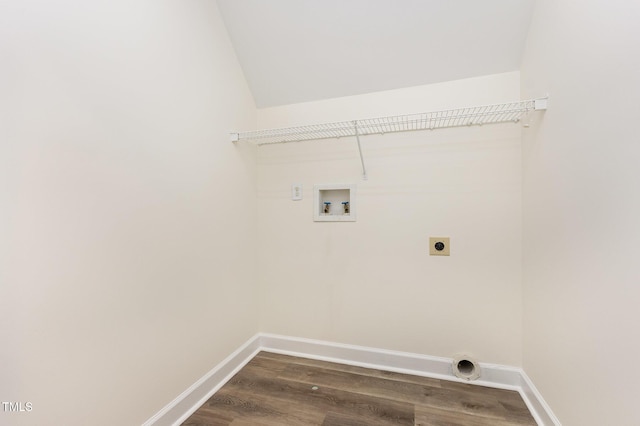 1613 Patterson Grove Rd, Apex, NC 27502 - washroom featuring hookup for an electric dryer, hookup for a washing machine, dark wood-style floors, and baseboards