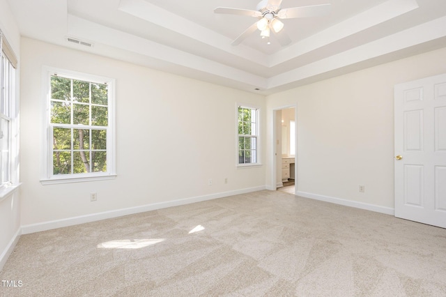 1613 Patterson Grove Rd, Apex, NC 27502 - empty room featuring a tray ceiling, light colored carpet, and plenty of natural light