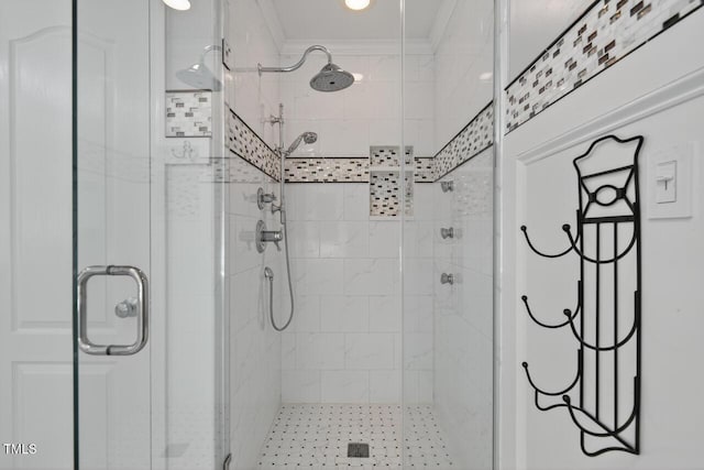 117 Sonoma Way, Chapel Hill, NC 27516 - bathroom featuring a shower stall and ornamental molding
