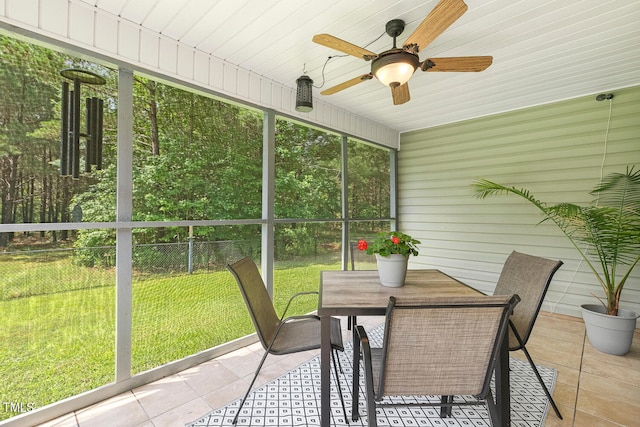 131 Abacos Ct, Clayton, NC 27520 - sunroom featuring a ceiling fan and outdoor dining space