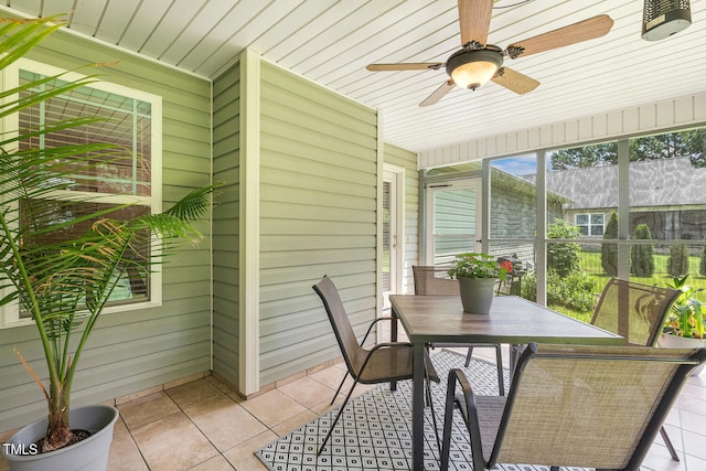 131 Abacos Ct, Clayton, NC 27520 - sunroom / solarium with a ceiling fan and outdoor dining space
