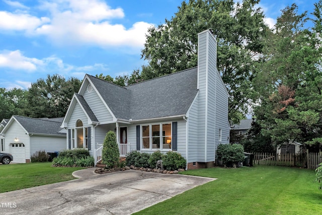 8 Great Oak Ct, Durham, NC 27713 - view of front facade featuring a shingled roof, a porch, and a chimney