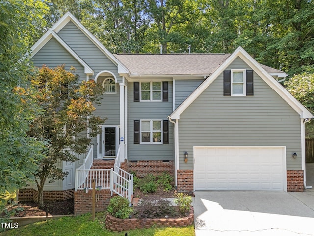 6008 Chittim Ct, Raleigh, NC 27616 - traditional-style house with concrete driveway, a shingled roof, and brick siding