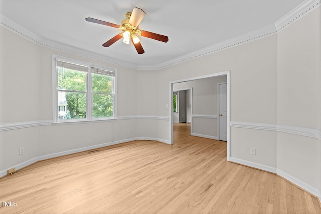 6008 Chittim Ct, Raleigh, NC 27616 - empty room featuring wood finished floors, ceiling fan, baseboards, and crown molding