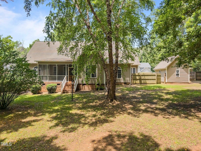 44 Supreme Dr, Lillington, NC 27546 - rear view of property with crawl space and a sunroom