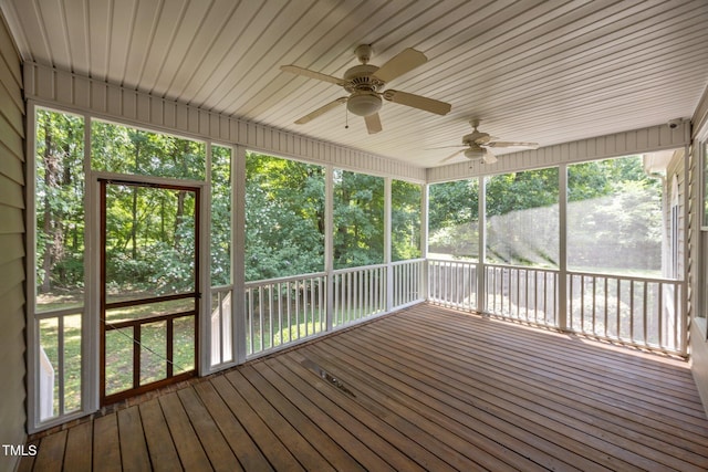 44 Supreme Dr, Lillington, NC 27546 - unfurnished sunroom featuring ceiling fan and healthy amount of natural light